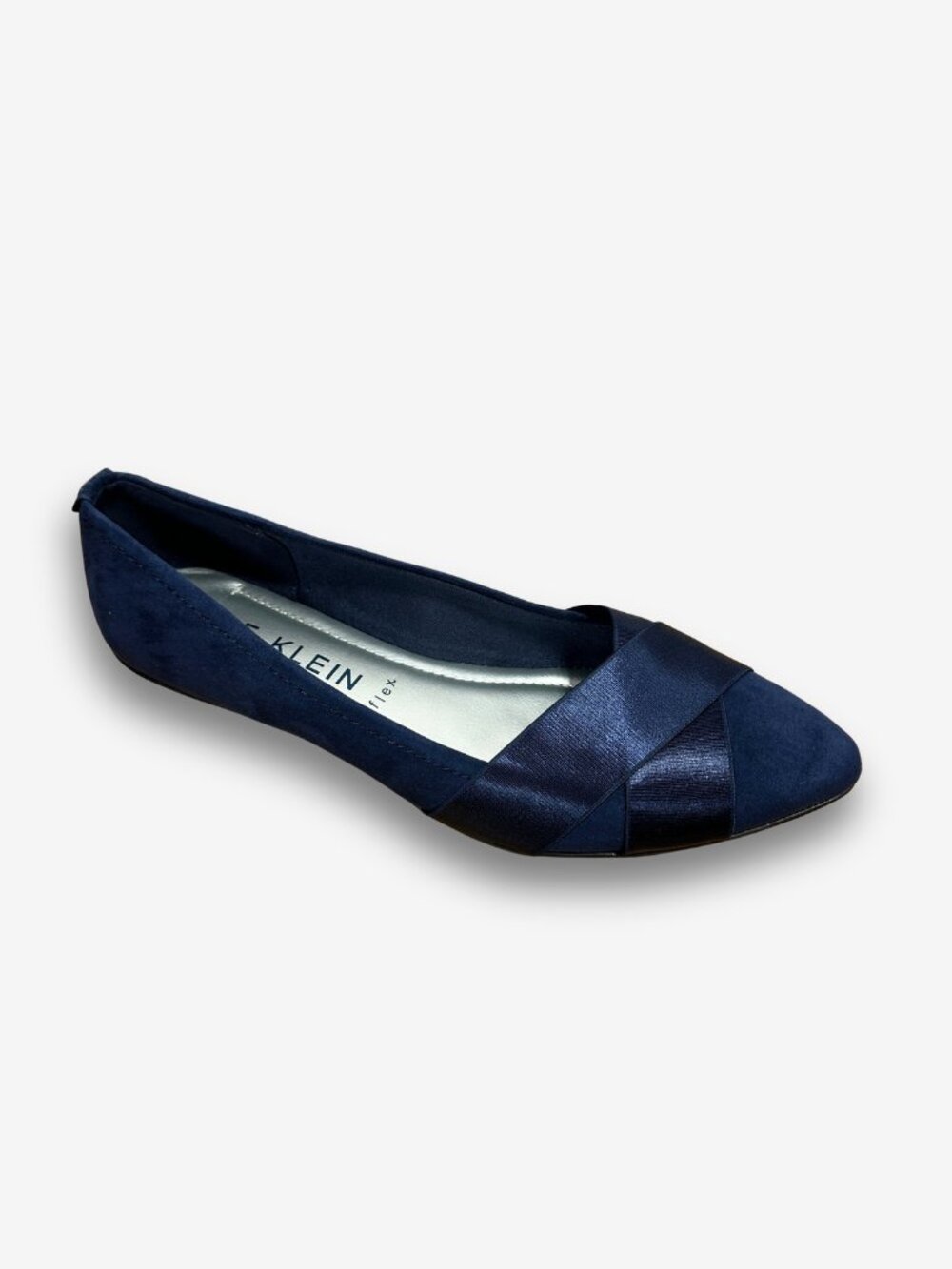 ANNE KLEIN Oalise Ballet Flats Navy Criss Cross Elastic Slip On Size 9.5